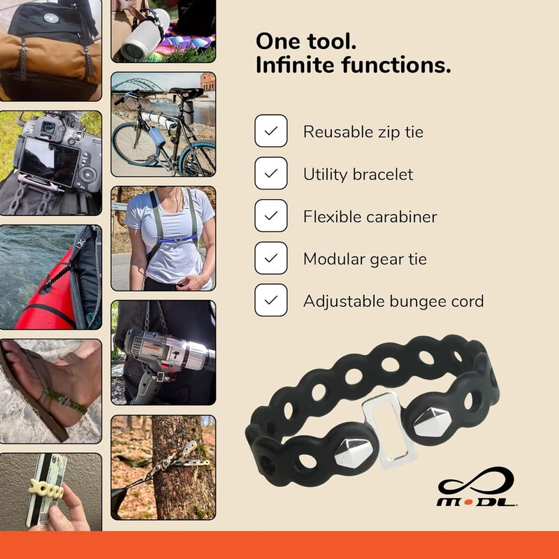 MDL Infinity Tool™ 2.0 Modular Straps (4-Pack) - Flexible Multi-Tool, Gear Strap, Wearable Gadget for Outdoor Adventure, Survival, Camping, Travel, EDC - Image 4
